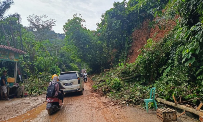 Akses jalan lintas Sumatera di Pesisir Selatan yang sebelumnya terputus karena longsor sudah bisa dilewati.