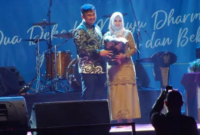Bupati Sutan Riska sampaikan salam pamit dalam momen HUT ke 21 Kabupaten Dharmasraya. (Foto: Prokopim)