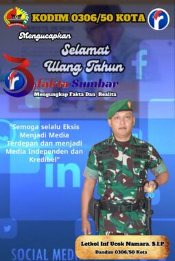 Ini Ucapan Selamat HUT faktasumbar ke 3 Tahun Dari Dandim 0306/50 Kota